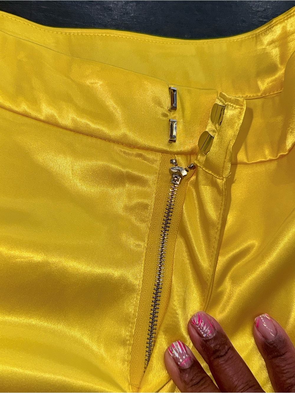 High-Waist Yellow Satin Wide-Leg Pants - Picture 8 of 8